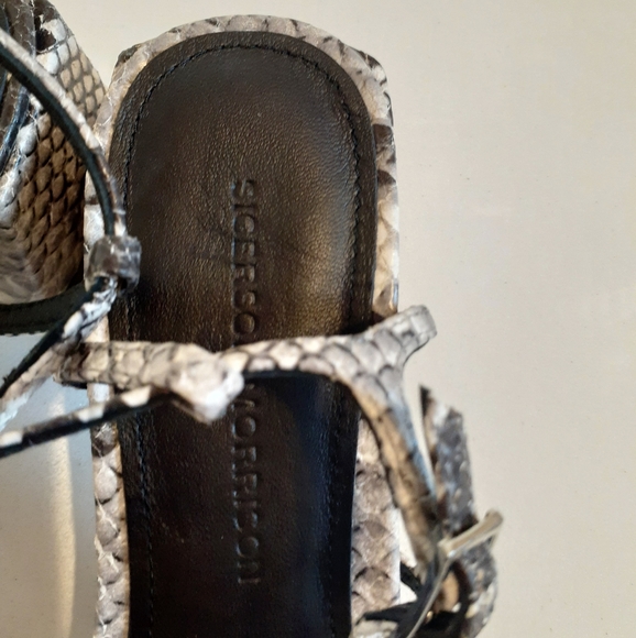 Sigerson Morrison leather snake print square toe block heel sandals - Picture 10 of 10